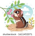 Cute chipmunk in cartoon style. Forest animal
