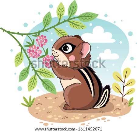 Cute chipmunk in cartoon style. Forest animal