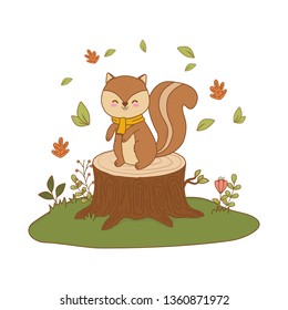 cute chipmunk in the field woodland character