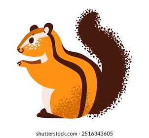 Cute chipmunk. Forest rodent isolated on white background. plor vector illustration.