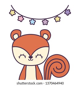 cute chipmunk with garlands hanging