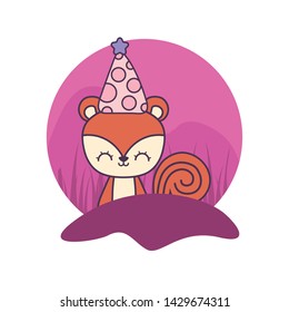 cute chipmunk with hat party