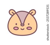 Cute chipmunk icon. Hand drawn illustration of a kawaii smiling chipmunk head isolated on a white background. Vector 10 EPS.