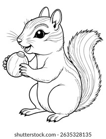 Cute chipmunk Illustration Coloring Book