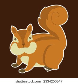 Cute chipmunk isolated vector illustration,sticker style with dark background