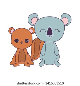 cute chipmunk with koala animals icon