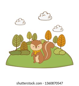 cute chipmunk in the landscape