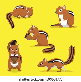 Cute Chipmunk Poses Cartoon Vector Illustration