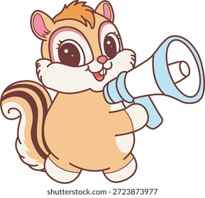 Lindo icono de pegatina de ardilla. Sonido divertido de la ardilla con el altavoz