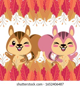 personajes lindos de chipmundos personajes ilustración vectorial diseño