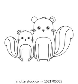 cute chipmunks animals icon vector illustration design