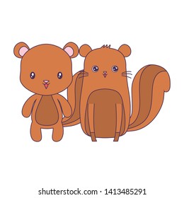 cute chipmunks animals vector illustration design