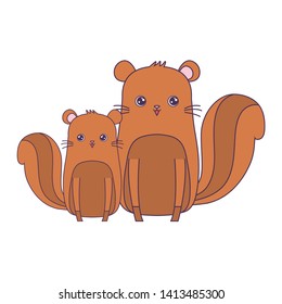 cute chipmunks animals vector illustration design