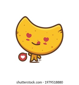 Cute chips cartoon mascot, vector illustration isolated on white background