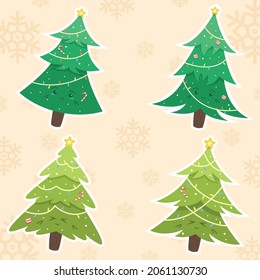 cute chirstmas tree collection in flat design