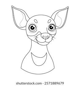 Cute Chiweenie dog or chihuahua, mini pinscher. Dog doodle portrait line art style, Hand drawn coloring page art therapy isolated. Vector illustration