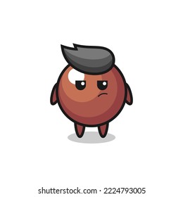 cute chocolate ball character with suspicious expression , cute style design for t shirt, sticker, logo element