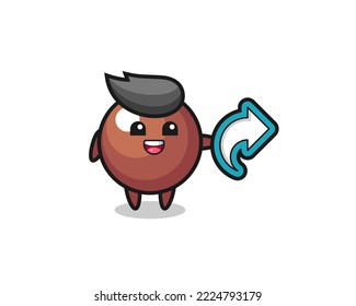cute chocolate ball hold social media share symbol , cute style design for t shirt, sticker, logo element