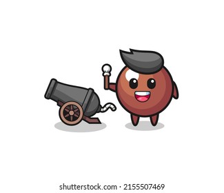 cute chocolate ball shoot using cannon , cute design
