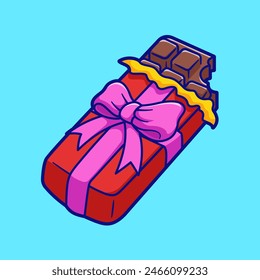 Cute Chocolate Bar Cartoon Vector Icon Illustration. Food Object Icon Concept Isolated Premium Vector. Flat Cartoon Style