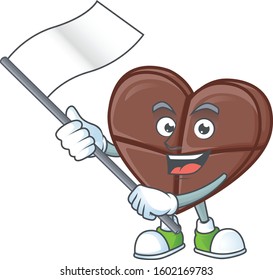 cute chocolate bar love cartoon character design holding a flag