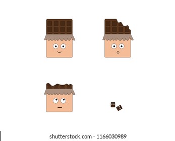 Cute chocolate bars as a pattern, vector illustration