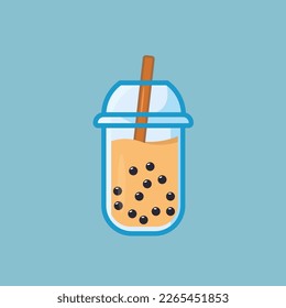 cute chocolate boba drink illustration