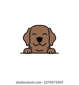 Cute chocolate brown labrador retriever puppy smiling cartoon, vector illustration