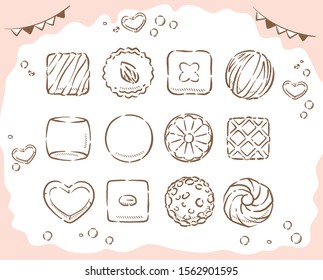 Cute chocolate candies from present boxes. Vector illustration for Valentine's Day ad or other use.