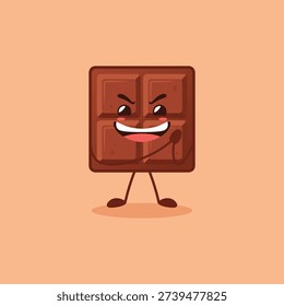A cute Chocolate character with a sly face.