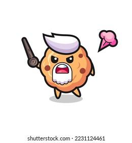 cute chocolate chip cookie grandpa is getting angry , cute style design for t shirt, sticker, logo element