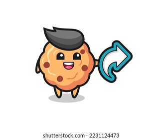 cute chocolate chip cookie hold social media share symbol , cute style design for t shirt, sticker, logo element