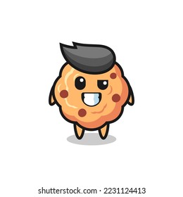 cute chocolate chip cookie mascot with an optimistic face , cute style design for t shirt, sticker, logo element
