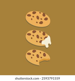 Cute chocolate chip cookie vector children's illustration Q edition vector cartoon illustration