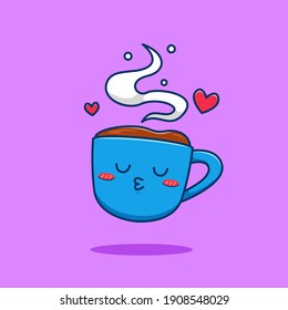 Cute chocolate or coffee mug character cartoon mascot vector illustration