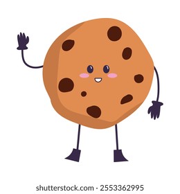 Cute Chocolate Cookie Product with Smiling Face and Legs Vector Illustration