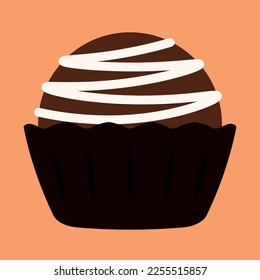 Cute chocolate covered bonbon stuffed nougat, mousse, cream for Valentine gift. Vector illustration animated cartoon candy flat icon collection isolated