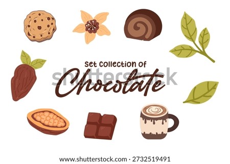 Cute chocolate dessert vector set
