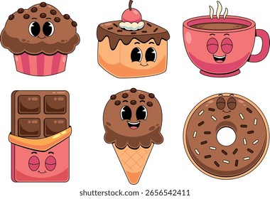 Cute Chocolate Desserts Collections Vector