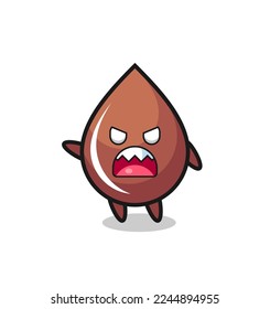 cute chocolate drop cartoon in a very angry pose , cute style design for t shirt, sticker, logo element