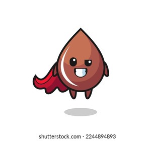 the cute chocolate drop character as a flying superhero , cute style design for t shirt, sticker, logo element