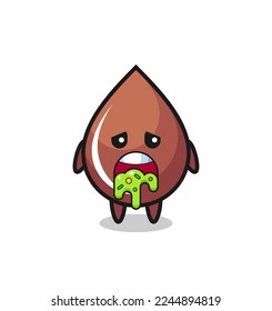 the cute chocolate drop character with puke , cute style design for t shirt, sticker, logo element