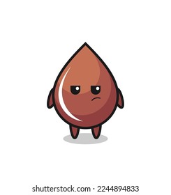 cute chocolate drop character with suspicious expression , cute style design for t shirt, sticker, logo element