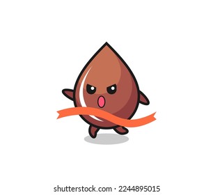 cute chocolate drop illustration is reaching the finish , cute style design for t shirt, sticker, logo element