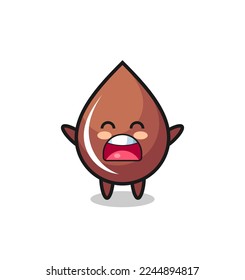 cute chocolate drop mascot with a yawn expression , cute style design for t shirt, sticker, logo element