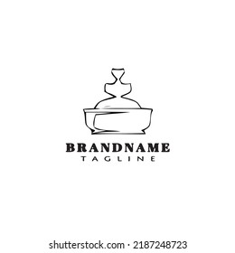 cute chocolate fountain logo cartoon icon design template black modern isolated vector illustration