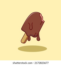 Cute chocolate ice cream cartoon. Cute food cartoon. Vector illustration