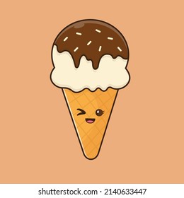 Cute Chocolate Ice Cream Illustration
