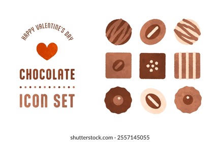 Cute chocolate icon. Vector illustration material that can be used for Valentine's Day.