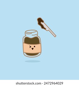 Cute Chocolate Jam on a white background, vector illustration.
